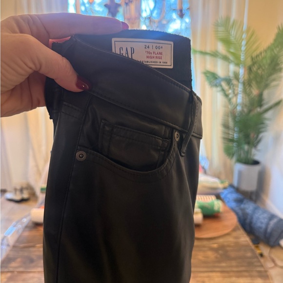 GAP High Rise Flare Jeans - Black Vegan Leather - Picture 7 of 10